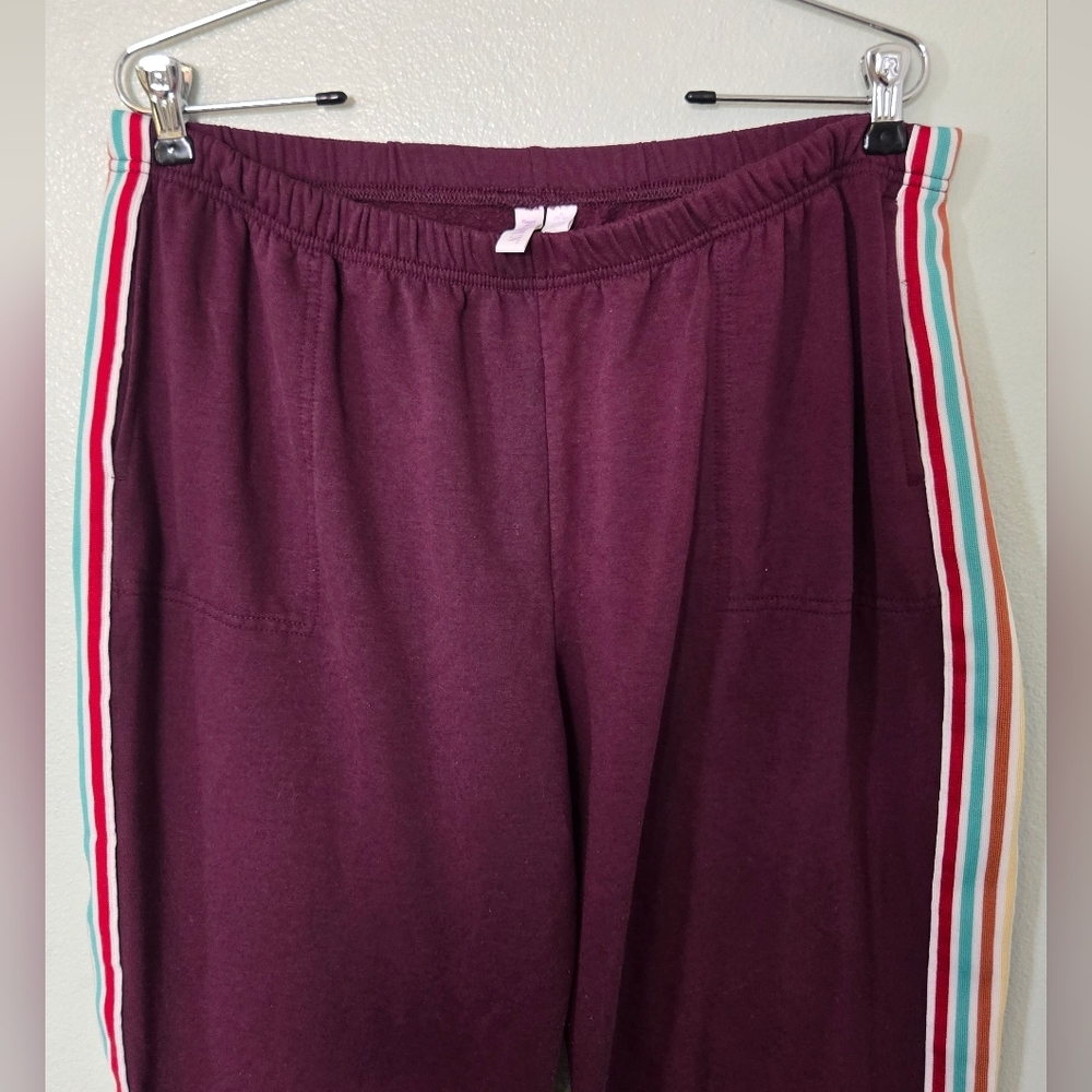Joyspun | Maroon Colorful Stripe Jogger Lounge Pants Size XL
